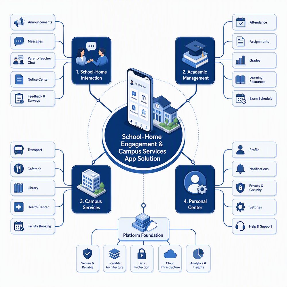 家校互动 / 校园服务 APP 架构示意